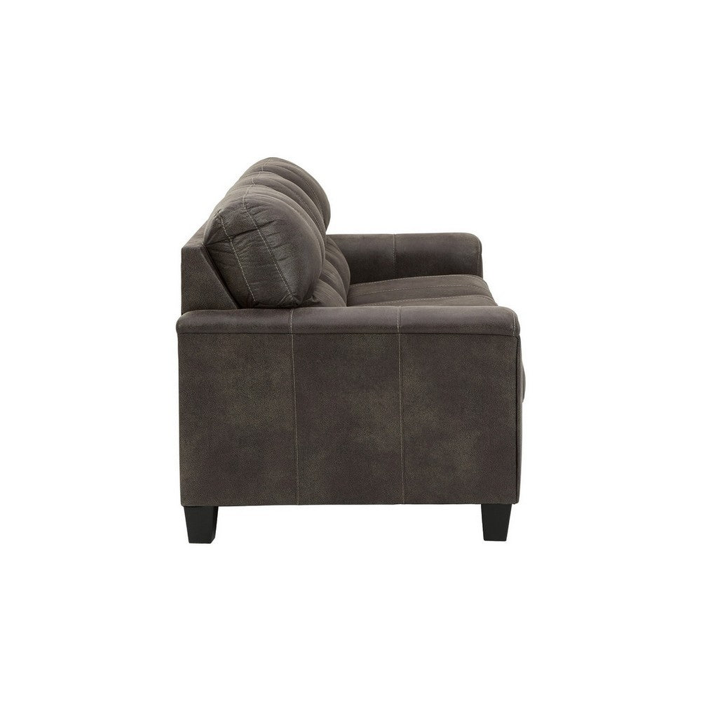 Tufted Sofa | 89" | Gray Faux Leather | Track Arms