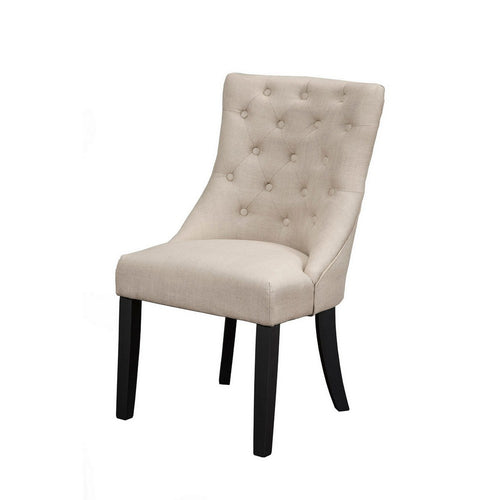 22" Set of 2 Dining Side Chairs, Curved, Cream Polylinen by Casagear Home