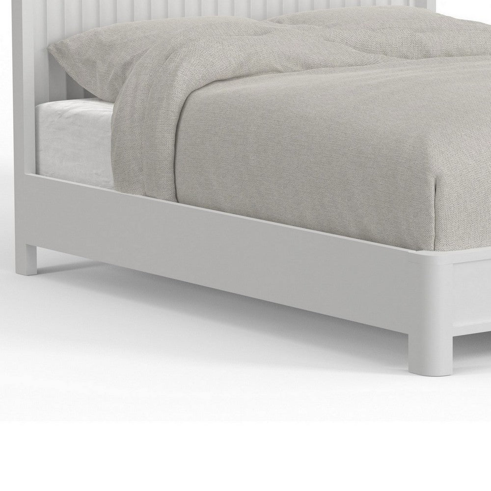 Aya Full Bed, Scalloped Motif Panel Headboard, White Wood by Casagear Home