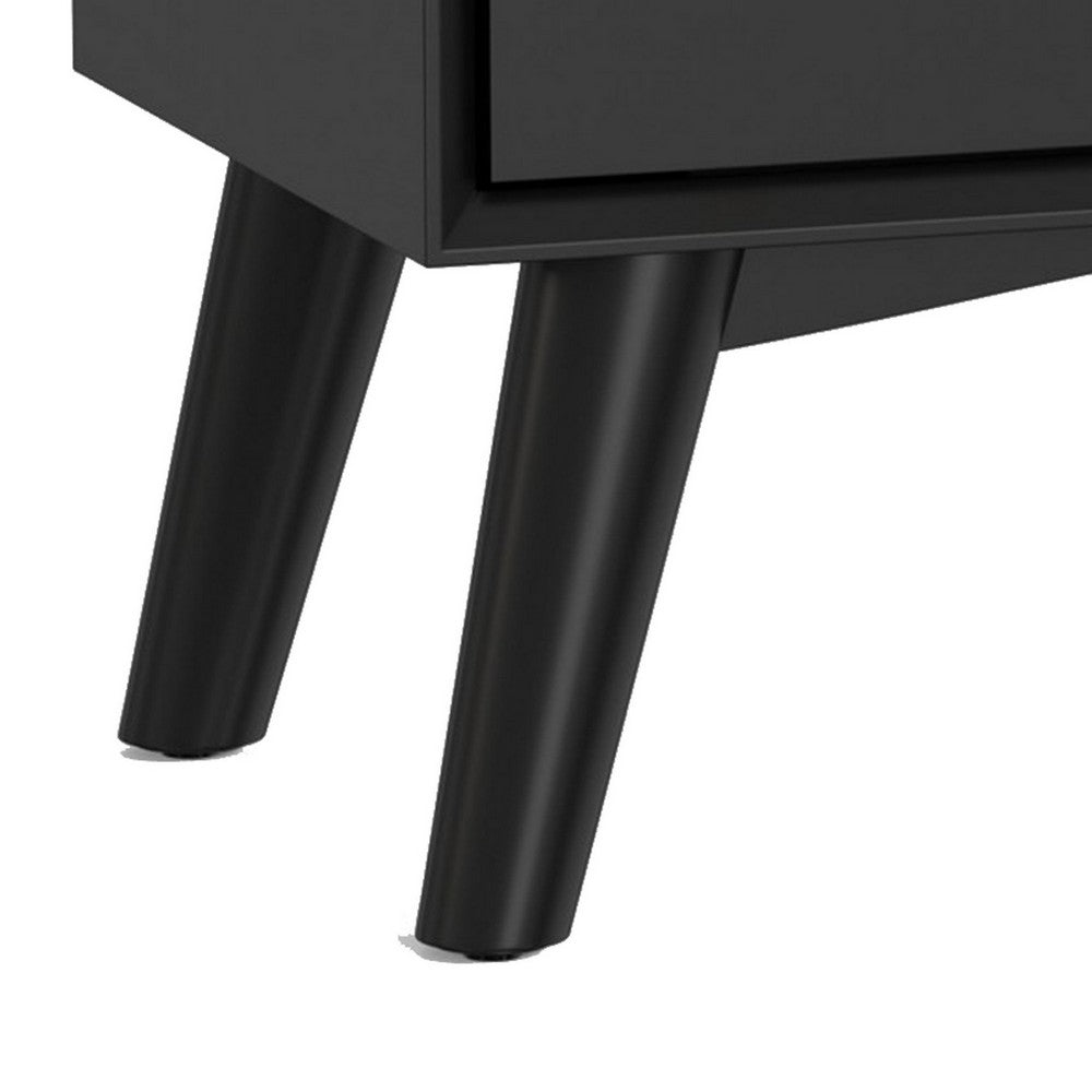 Ian 28" Wide 2 Drawer Nightstand, Angled Legs, Jet Black by Casagear Home