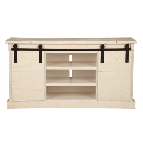 61" TV Media Entertainment Console with Barn Doors, Cream by Casagear Home