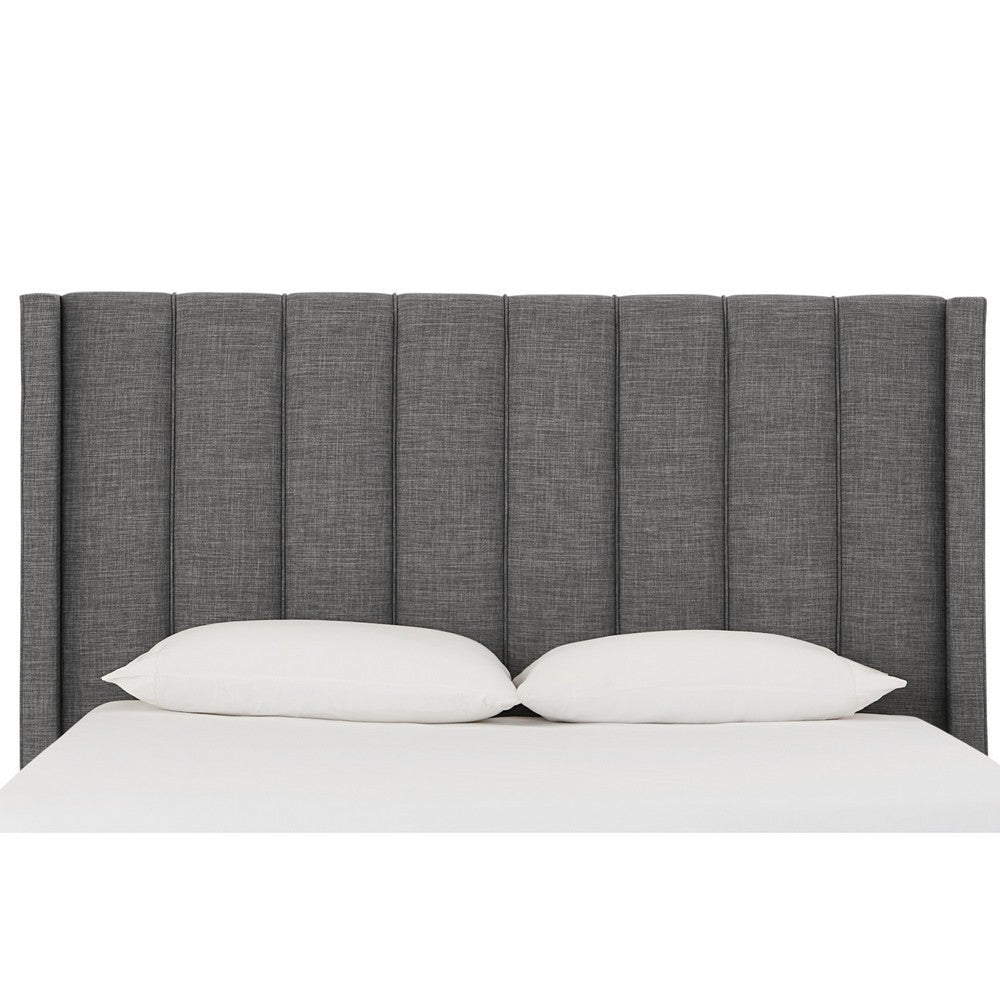 Layla Full Size Platform Bed Tall Vertical Tufted Shelter Headboard Gray BM299593