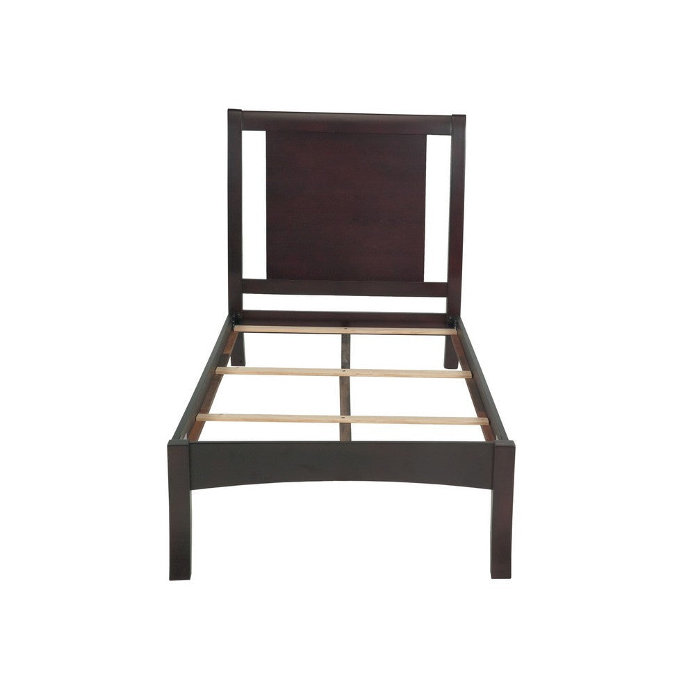 Fang Queen Size Bed Sleigh Panel Headboard Espresso Brown Mahogany Wood