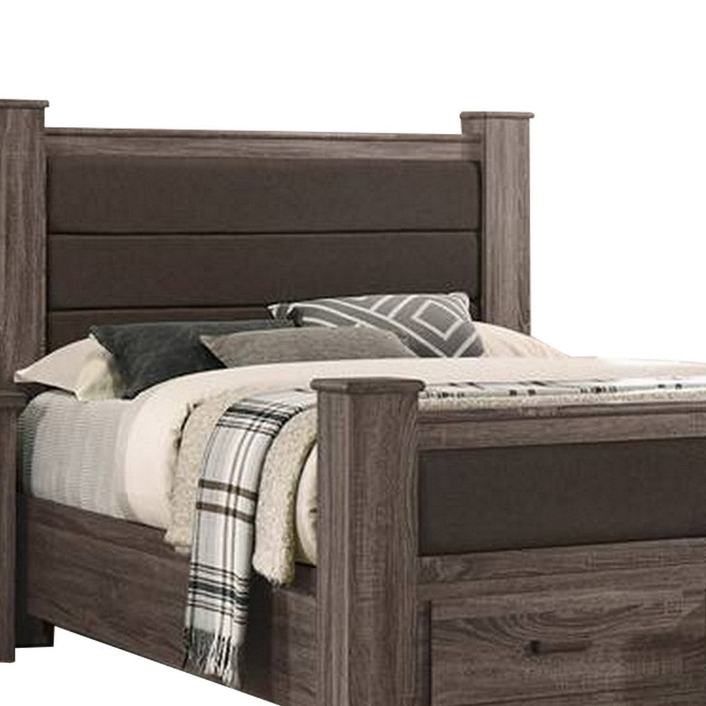 Fort Classic Queen Sized Bed with 2 Drawers Upholstered Panel Oak Gray BM300201