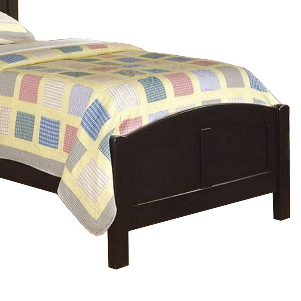 Pika Full Size Bed Arched Headboard and Footboard Jet Black Wood Frame BM300282