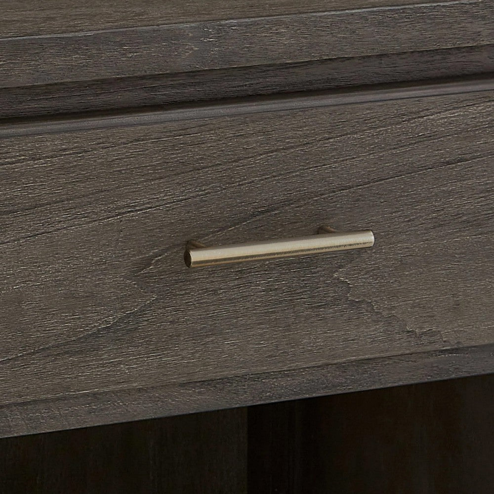 Fang 26 Inch Modern Nightstand Single Large Gliding Drawer Rustic Brown BM300333