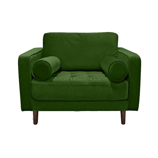 Yuko 42" Foam Accent Chair, Tufted Green Velvet Upholstery By Casagear Home