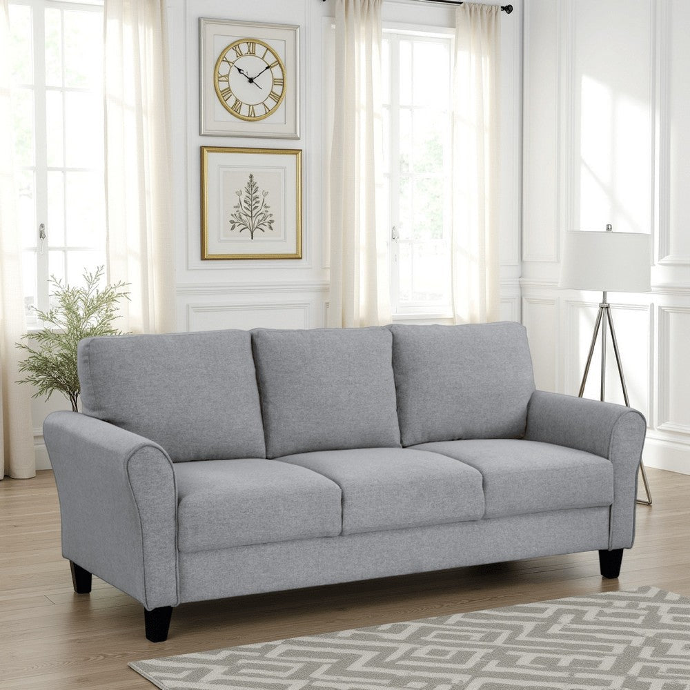 Engi 81" Accent Sofa, Gray Polyester, Attached Back Cushion By Casagear Home