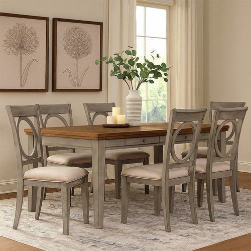 Trea 78 Inch Dining Table, 6 Drawers, Plank Top, 6 Seater, Gray, Brown By Casagear Home