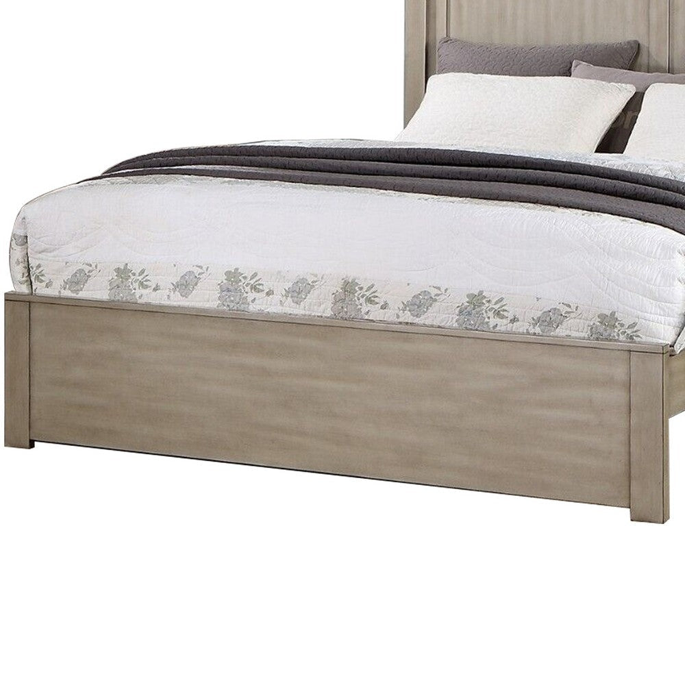 Kali Platform King Size Bed Panel Rectangular Design Light Tan Wood Frame