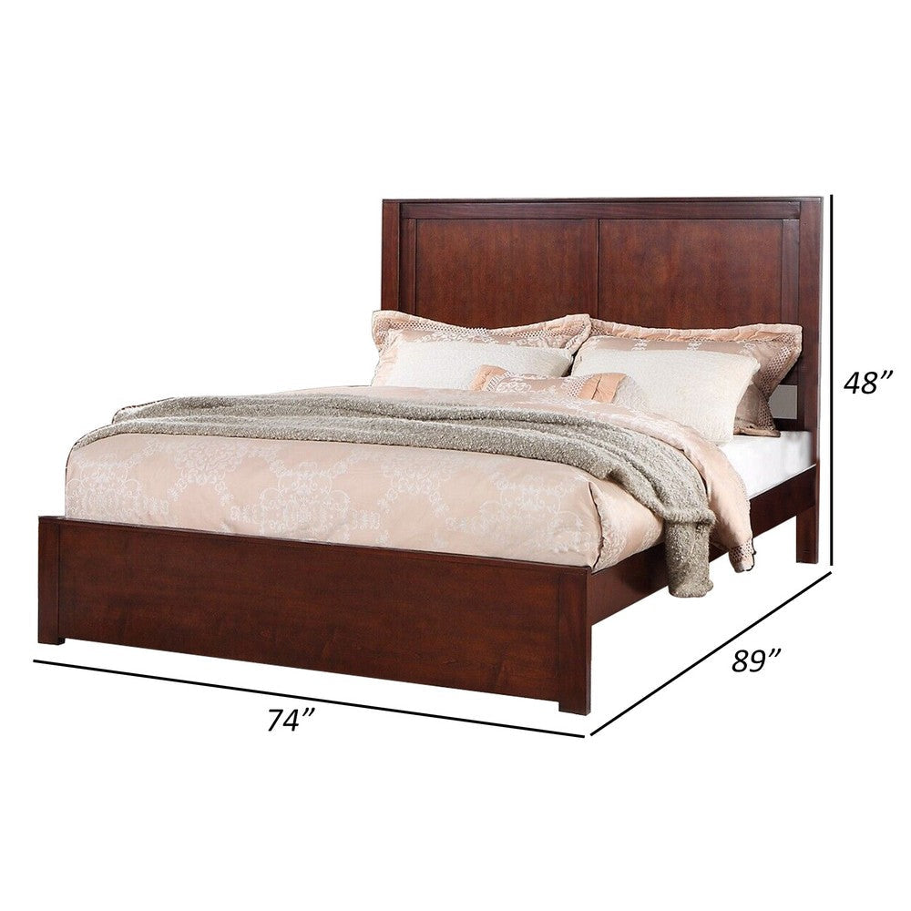 Kali Platform California King Bed Rectangular Panel Cherry Brown Wood By Casagear Home