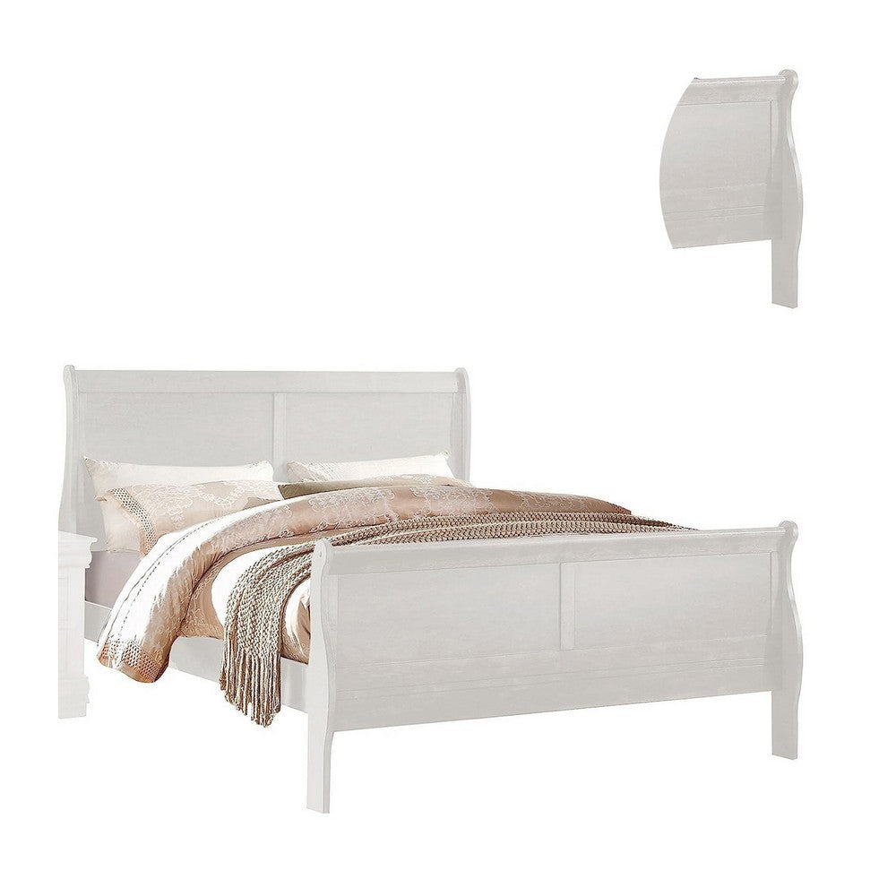 Nin Queen Size Sleigh Bed Minimalist Style Headboard Classic White Wood BM301422