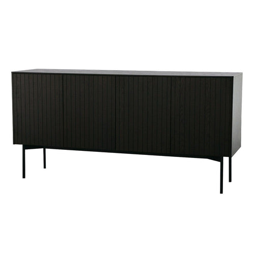 Cid Heli 63 Inch Sideboard Buffet Cabinet, 4 Slatted Doors, Metal Legs By Casagear Home
