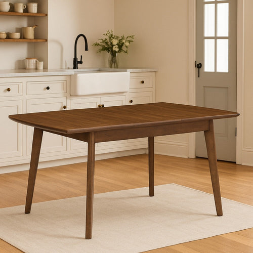 Ashley 64" Extendable Dining Table with Tapered Legs, Brown Wood