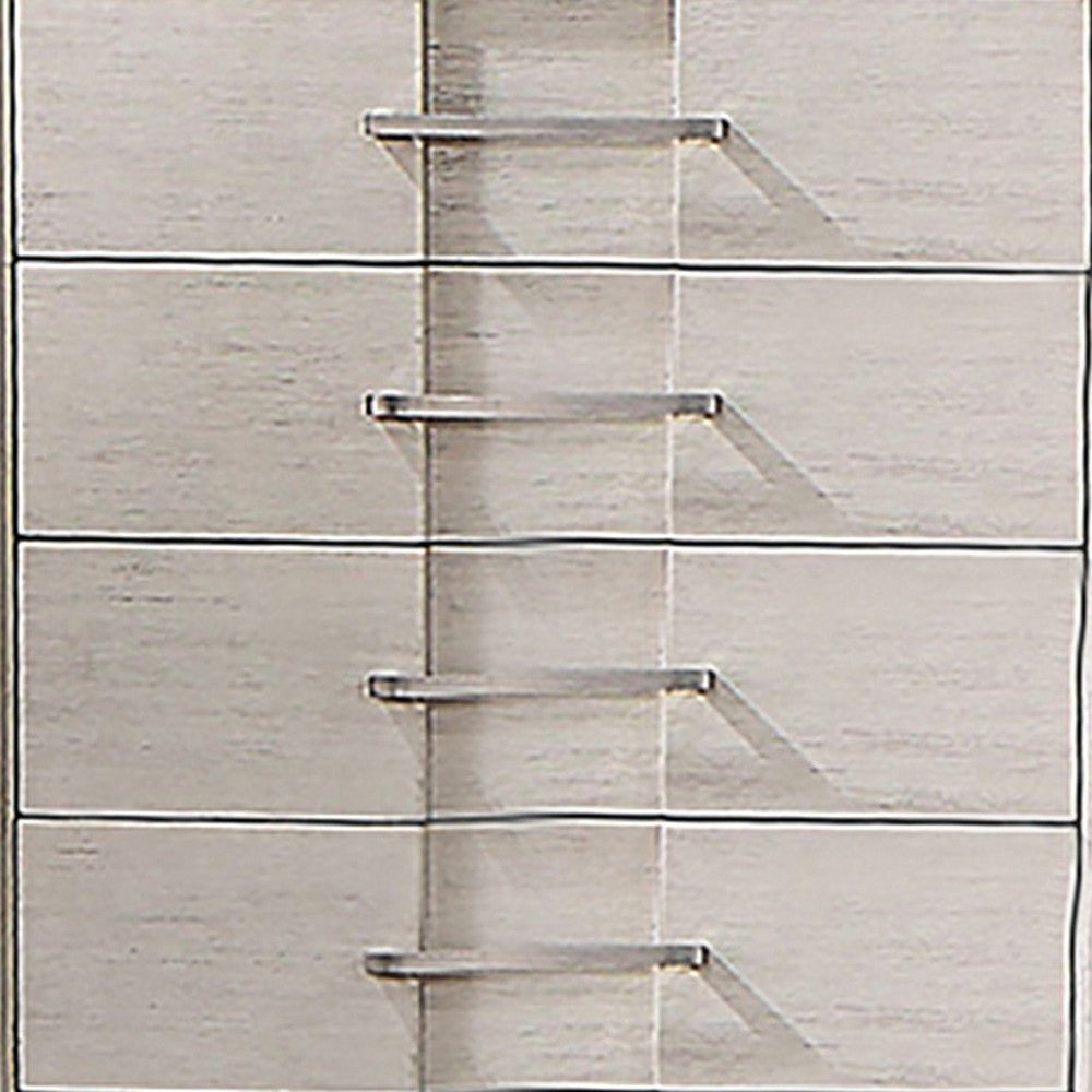 Varos 48 Inch Tall Dresser Chest 5 Drawers Nickel Bar Handles White BM302190
