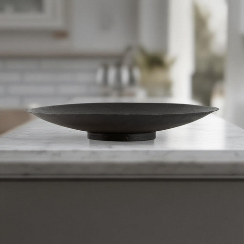 Ashley 20" Display Bowl, Antiqued Metal Design, Dark Brown Finish