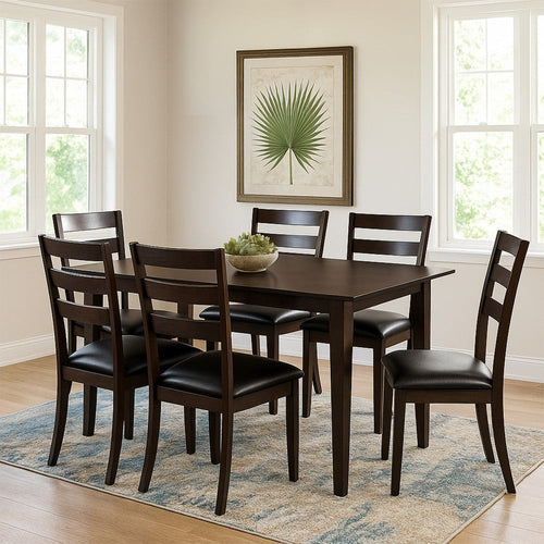 59 Inch Rectangular Dining Table, Tapered Legs, Dark Cappuccino Brown Wood By Casagear Home