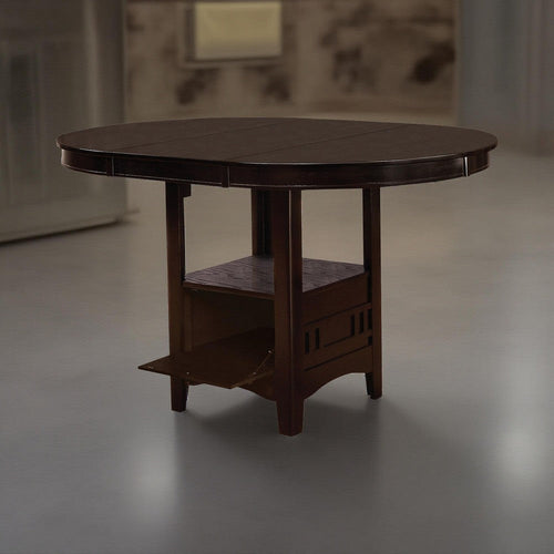 60 Inch Counter Height Table with Storage, Open Shelf, 6 Seater, Brown By Casagear Home