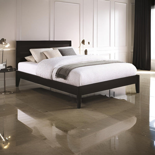 Cavi King Platform Bed Frame with Low Profile Tapered Legs, Black Wood By Casagear Home