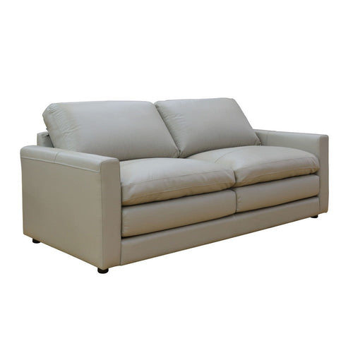 Zeen 81 Inch Modern Sofa, Cushioned Seats, Taupe Faux Leather Upholstery