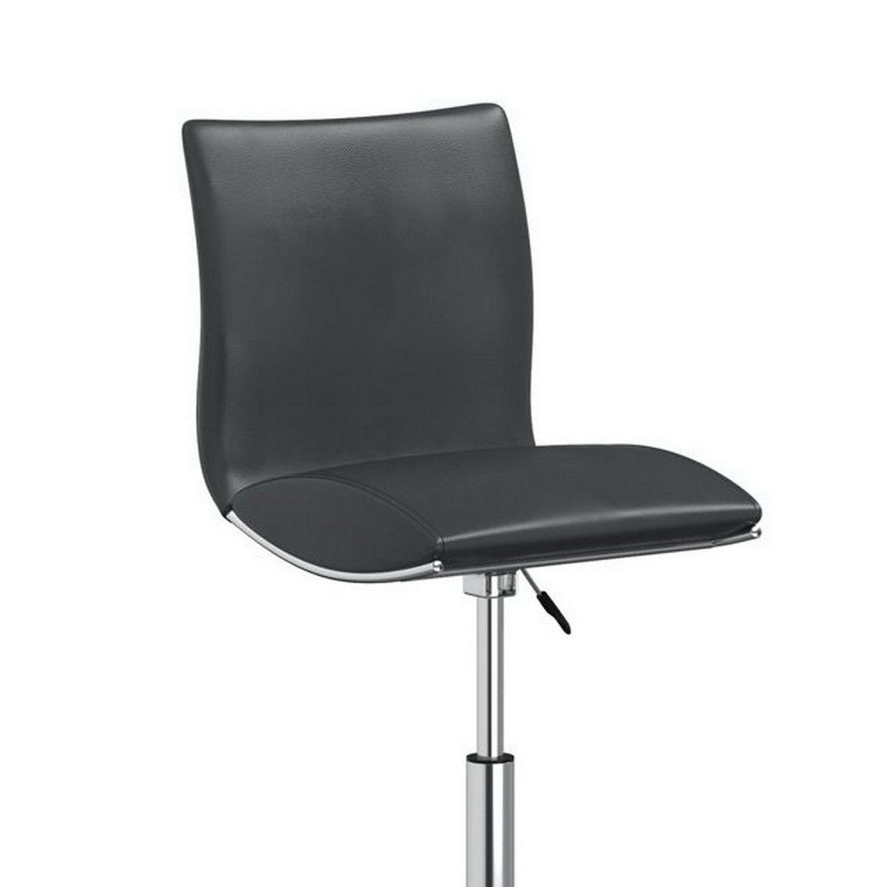 Deko 26-31 Inch Adjustable Height Barstool Chair, Chrome, Gray Faux Leather By Casagear Home