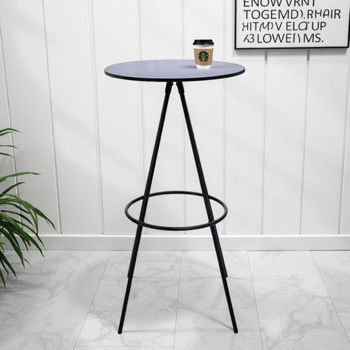 Vigo 44 Inch Modern Round Bar Height Pub Table, Metal Angled Legs, Black By Casagear Home