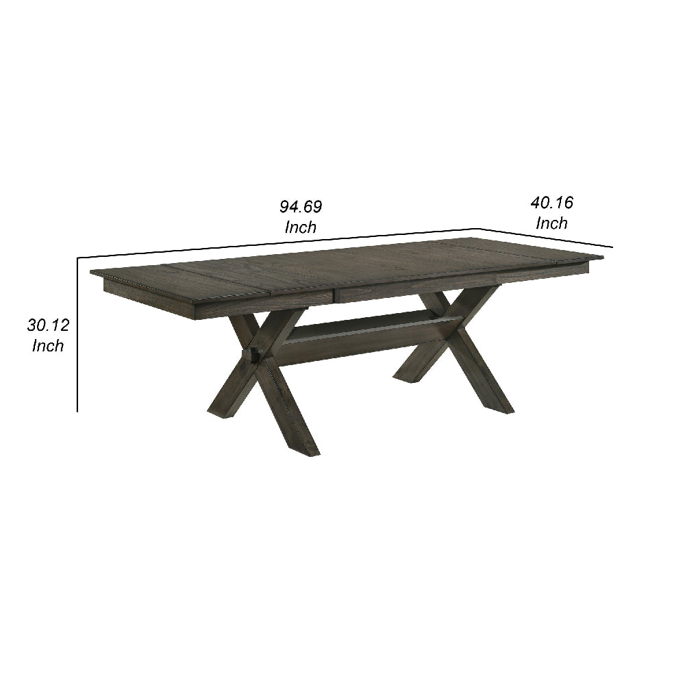 67"-95" Extendable Dining Table, Trestle Base, Rustic Brown by Casagear Home