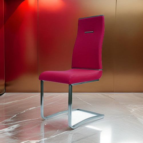 Jon 22 Inch Dining Chair, Set of 2, Cantilever Steel, Faux Leather, Red By Casagear Home