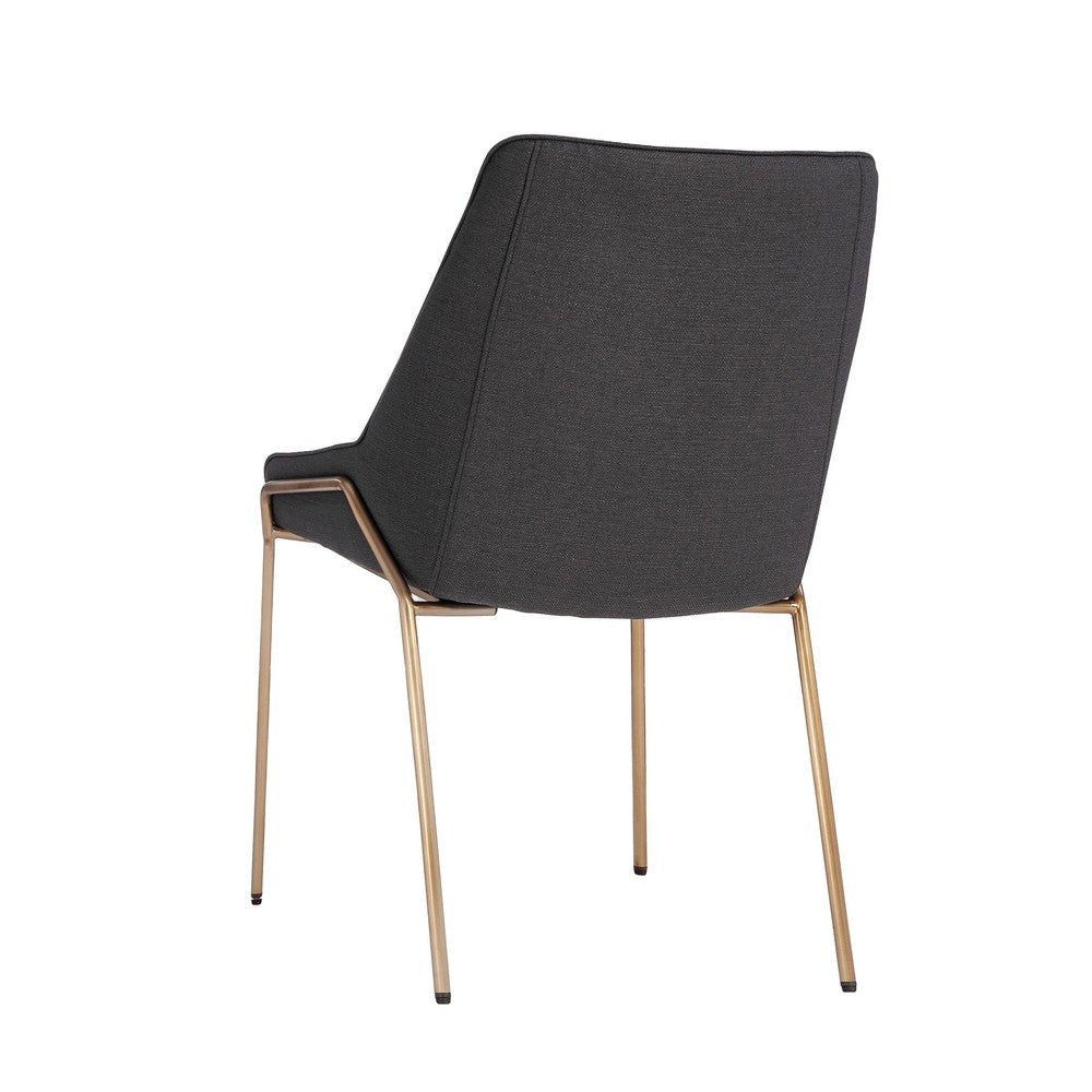 Rise 21 Inch Dining Chair Boucle Upholstery Set of 2 Metal Legs Gray Bronze