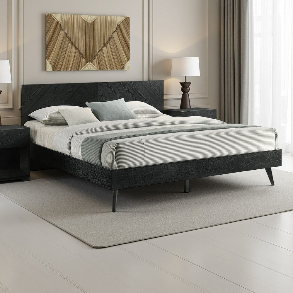 Mian Bedroom 3 pcs Set, King Platform Bed and Nightstand, Sleek Black By Casagear Home