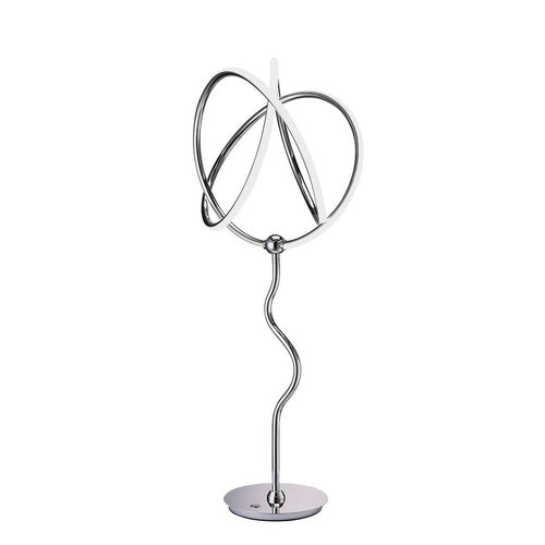 Salt 33 Inch Table Lamp, Accent Twisted Design, LED Light, Chrome Metal By Casagear Home