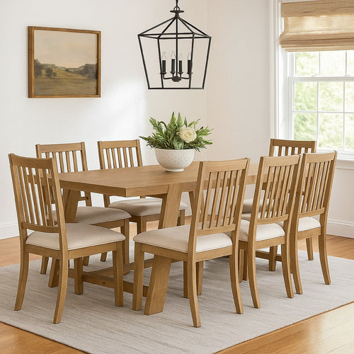 Alia 84 Inch Dining Table, Wire Brushed, Asian Hardwood, Rustic Brown By Casagear Home