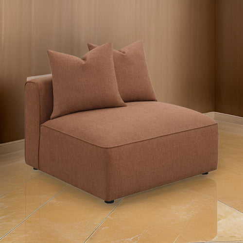 Hani 39 Inch Modular Armless Chair, Polyester, 2 Throw Pillows, Brown By Casagear Home