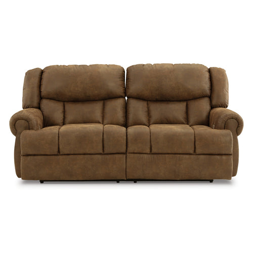 Ashley Avi 92" Sofa, Dual Seat Power Recliner, Brown Faux Leather