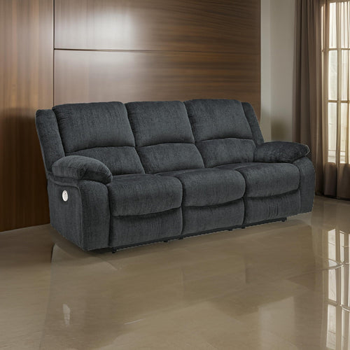 Ashley Wie 87" Power Recliner Sofa, USB, Slate Gray Chenille