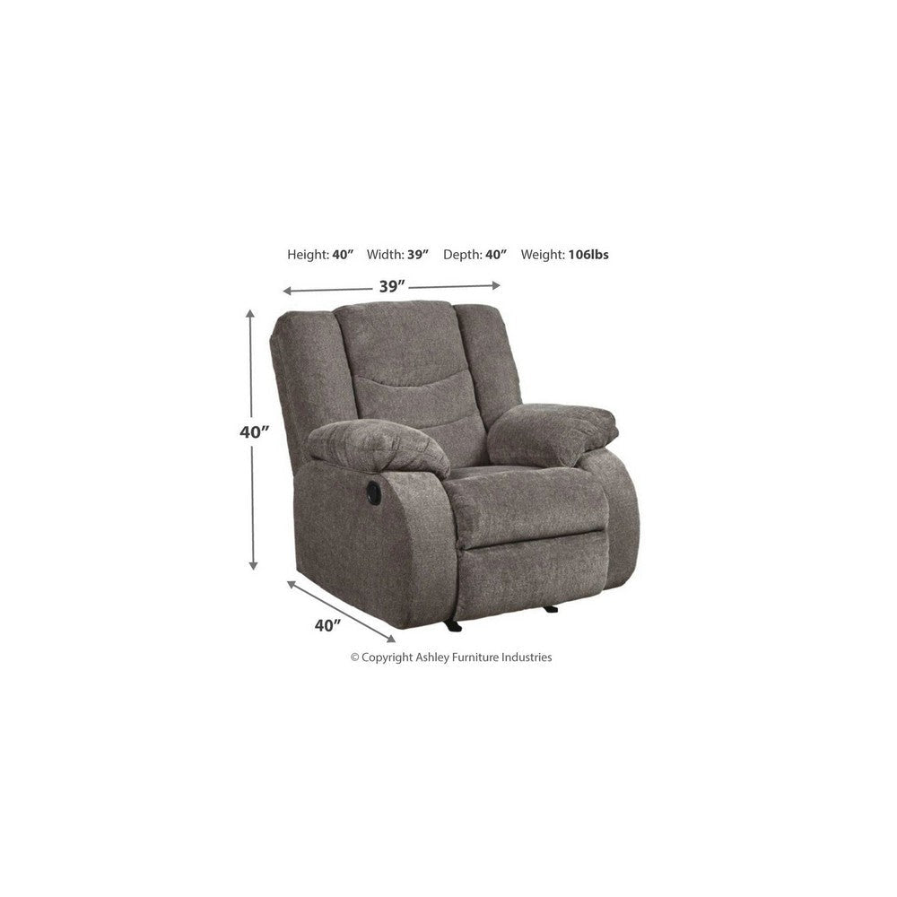 Ashley Tee 40’’ Manual Recliner Chair Rocker Gray Chenille