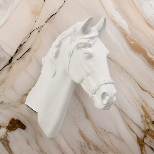 Lilie 14 Inch Horse Head Bust Statuette, Wall Mount Design, Resin, White By Casagear Home