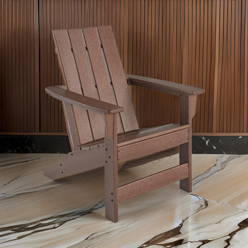 Ashley Emme 31" Outdoor Adirondack Chair, Slatted Design, Brown