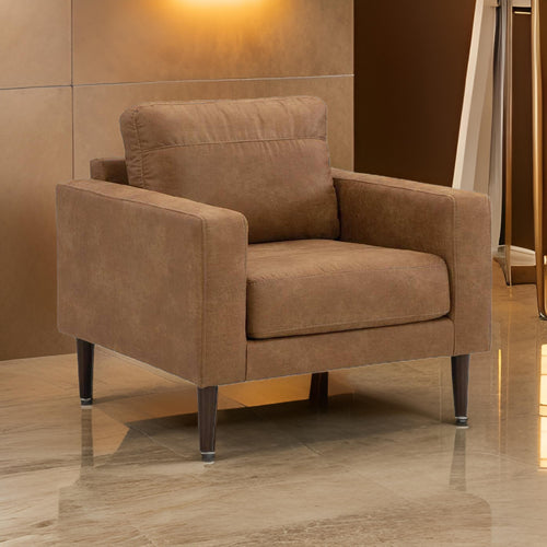 Ashley Tely 36" Accent Chair, Soft Caramel Brown Faux Leather