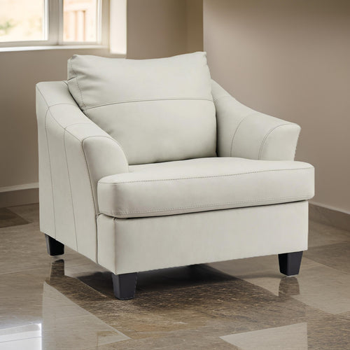 Ashley Geno 43" Accent Chair, Oversized Cushion, Off White Leather