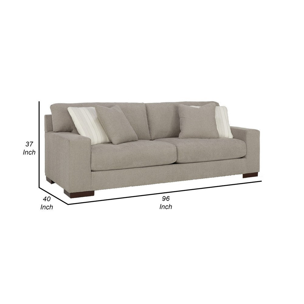 Ashley Magg 96’’ Sofa 4 Ivory Throw Pillows Flax Beige Polyester BM311711