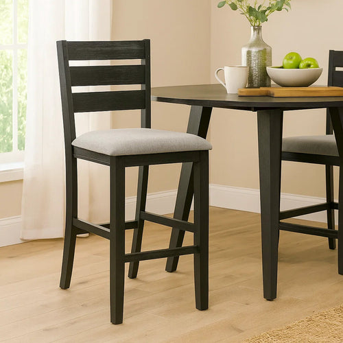 Woodlands 24" Counter Chair, Faux Leather, Black, Brown by Casagear Home