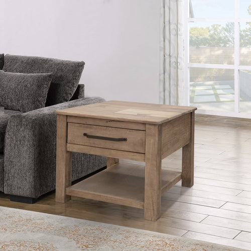 Umey 23 Inch Side End Table, 1 Drawer, Lower Shelf, Natural Brown Wood By Casagear Home