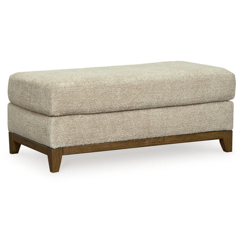 Ashley Klyn 44" Ottoman, Plush Cushion, Faux Wood, Beige Polyester