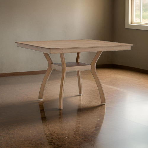 Upi 54 Inch Counter Height Table, Square, Curved Legs, Open Shelf, Brown By Casagear Home