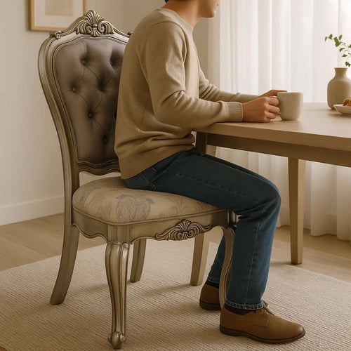 Aria 27 Inch Side Dining Chair Set of 2, Velvet, Antique Platinum Tone By Casagear Home