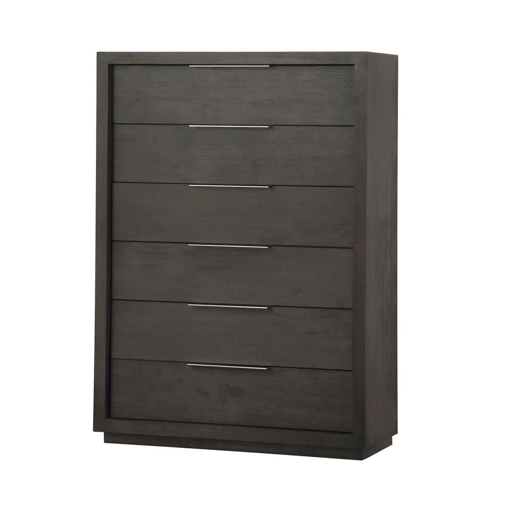 Jose 56 Inch Tall Dresser Chest 6 Drawers with Handles Plinth Base Gray BM313258