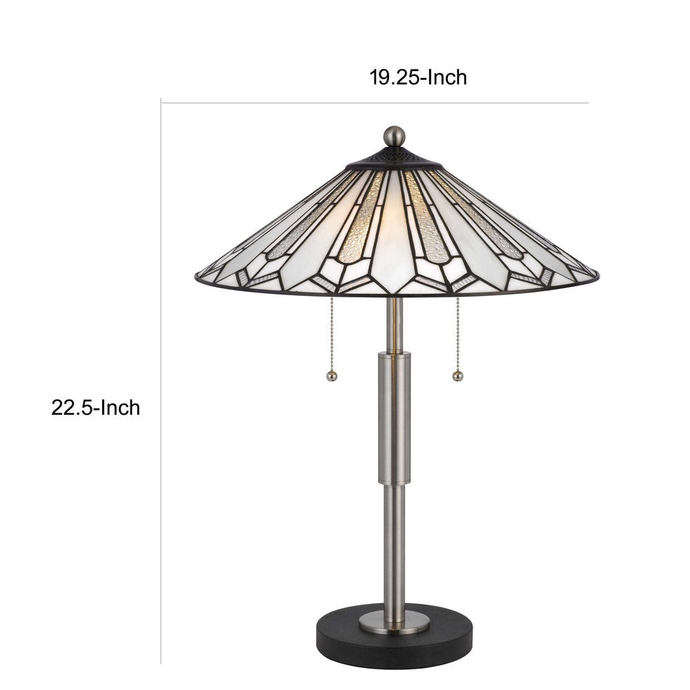 Kio 23 Inch Table Lamp Modern Tiffany Style Stained Glass Silver Metal BM313392