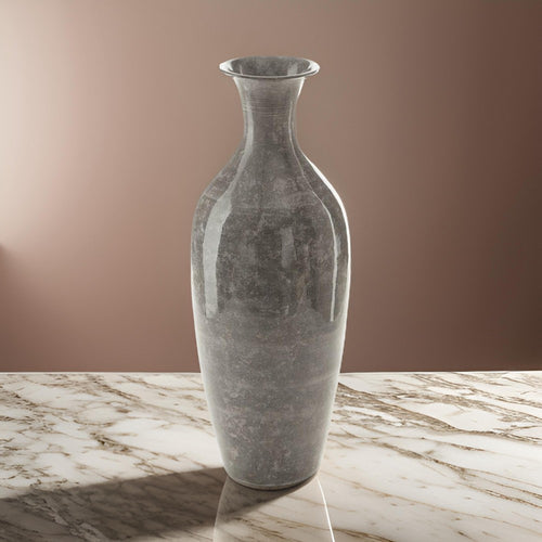 Ashley Rock 16" Vintage Flower Vase, Home Decor, Antique Gray Metal