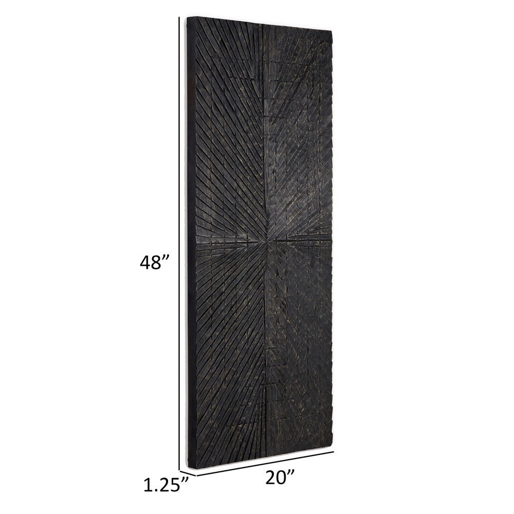 Ashley Ernest 20 x 48 Wall Decor Sunburst Design Wood Panel Black BM313418